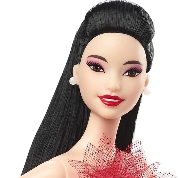 Barbie Signature 2022 Holiday Doll Asian Doll Red Gown NWT - Picture 8 of 10